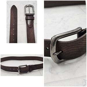 (JZ-104) John Varvatos 38MM Diagonal Cut Calf Belt In Wood Brown